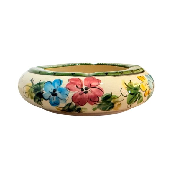 Costa Rican Art Pottery Bowl Geo Floral Motif Trinket Key Dish VTG Chic Decor - Picture 6 of 11